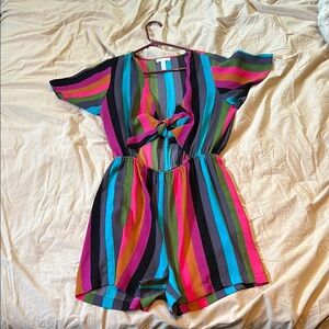 Leith Vibrant Pink and Blue Jumpsuit with Elastic Waist